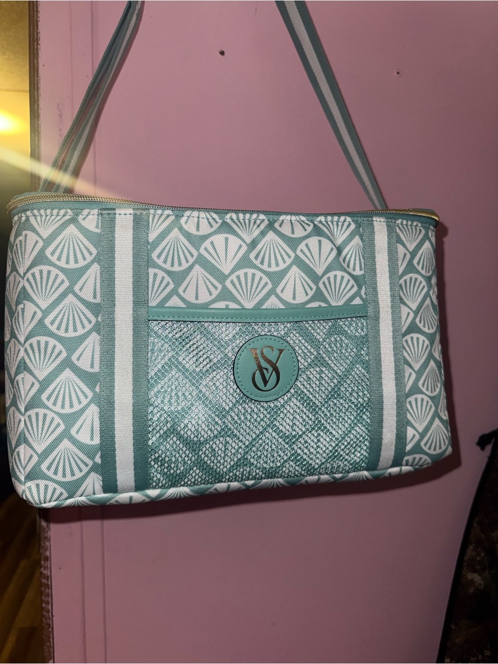 Victoria's Secret Mint Green Shell-Print Travel Tote